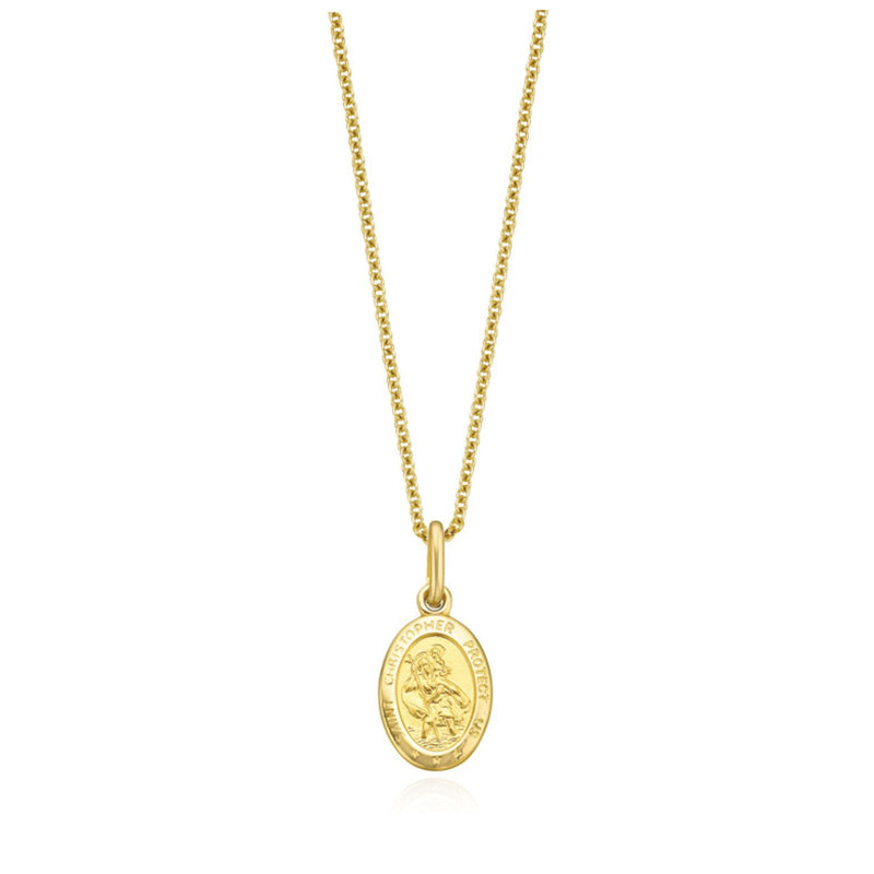 9ct Yellow Gold Oval 12mm Saint Christopher Pendant