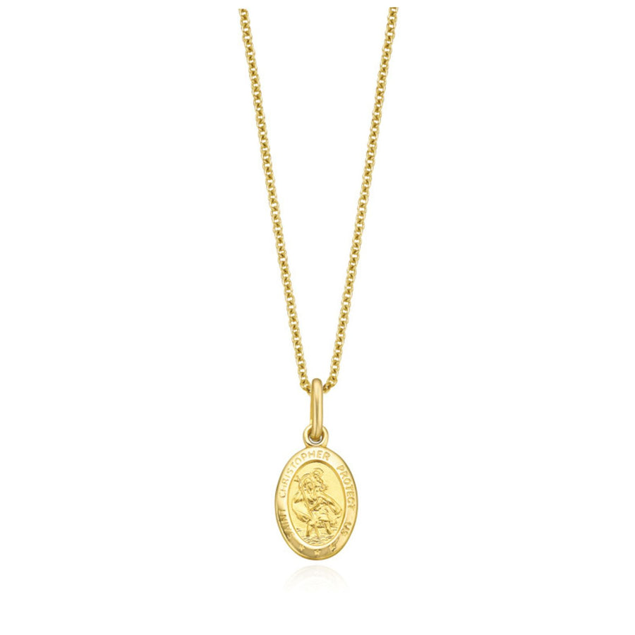 9ct Yellow Gold Oval 12mm Saint Christopher Pendant