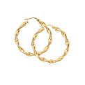 9ct Yellow Gold Round 25mm Twist Hoop Earrings