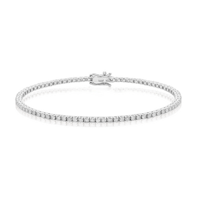 9ct White Gold Round Cut 2ctw Diamond Tennis Bracelet