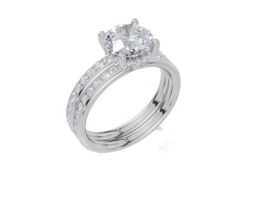 18ct White Gold Round Cut 1.91 Carat tw of Lab-Grown Diamond Ring and 18ct White Gold 0.35 Carat tw of Lab-Grown  Diamond Band