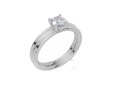 18ct White Gold Round Cut 0.50 Carat of Lab-Grown Diamond Ring and 18ct White Gold Lab-Grown Band