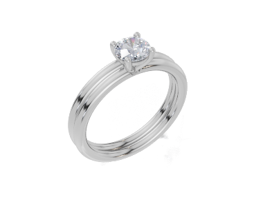 18ct White Gold Round Cut 0.50 Carat of Lab-Grown Diamond Ring and 18ct White Gold Lab-Grown Band