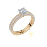 18ct Yellow Gold Round Cut 0.82 Carat tw of  Diamond Ring and 18ct Yellow Gold 0.35 Carat tw of   Diamond Band