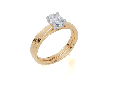 18ct Yellow Gold Oval Cut 0.75 Carat of  Diamond Ring and 18ct Yellow Gold  Band