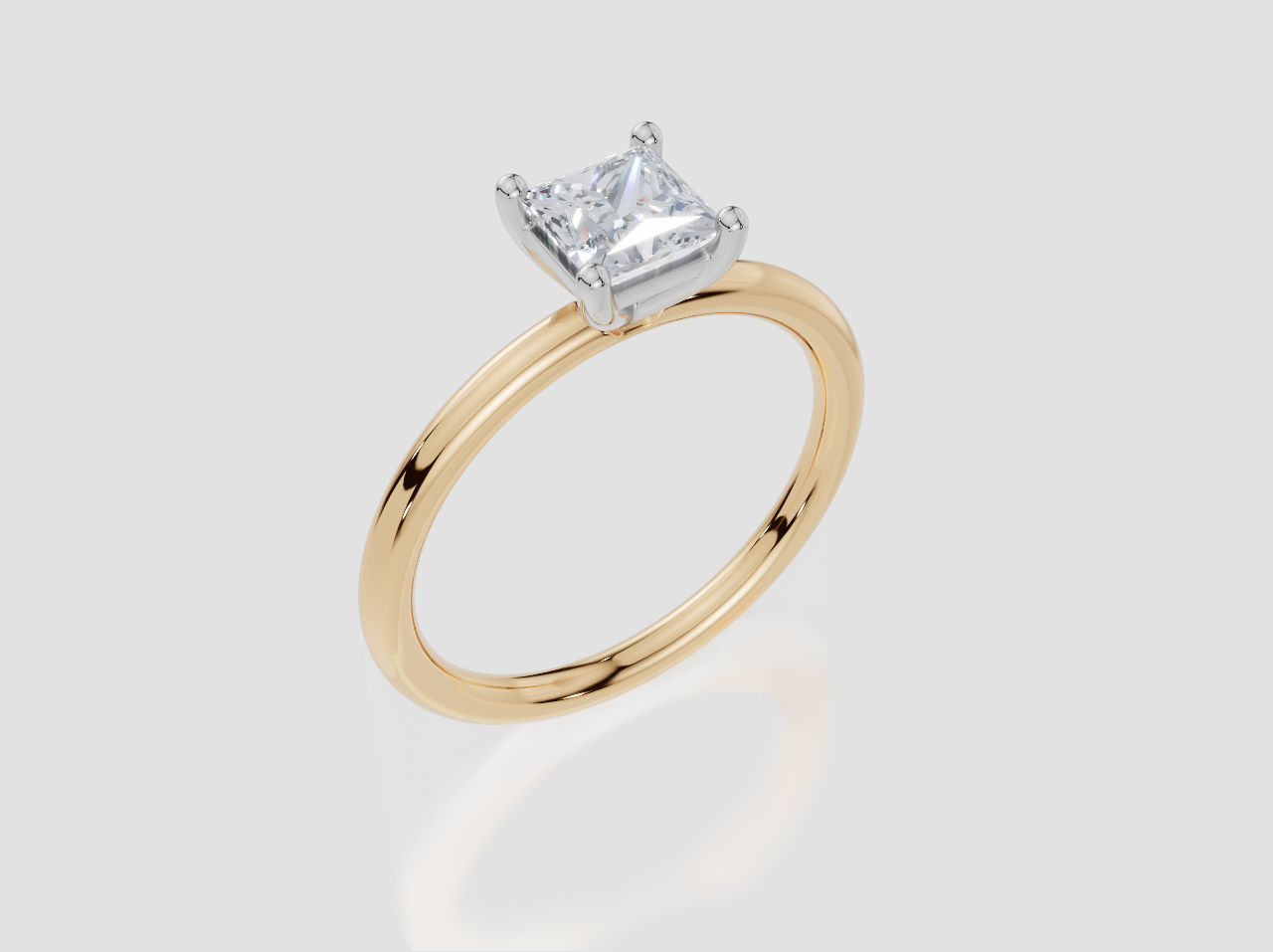 18ct Yellow Gold Princess Cut 0.75 Carat of Lab-Grown Diamond Ring
