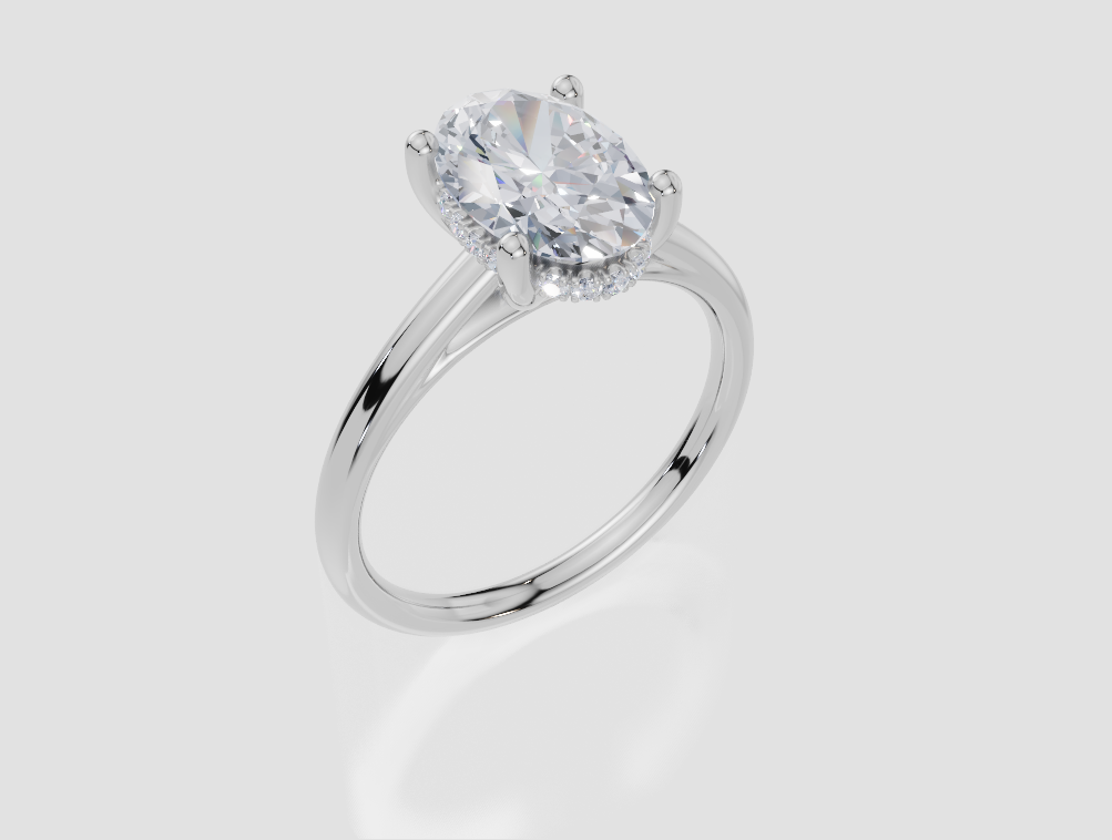 18ct White Gold Oval Cut 2.09 Carat tw of  Diamond Ring
