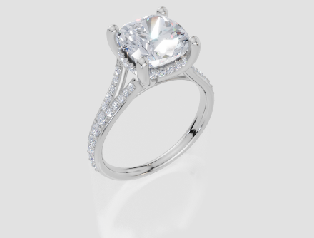 18ct White Gold Cushion Cut 3.43 Carat tw of  Diamond Ring