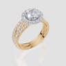 18ct Yellow Gold Round Cut 1.60 Carat tw of  Diamond Ring and 18ct Yellow Gold 0.31 Carat tw of   Diamond Band