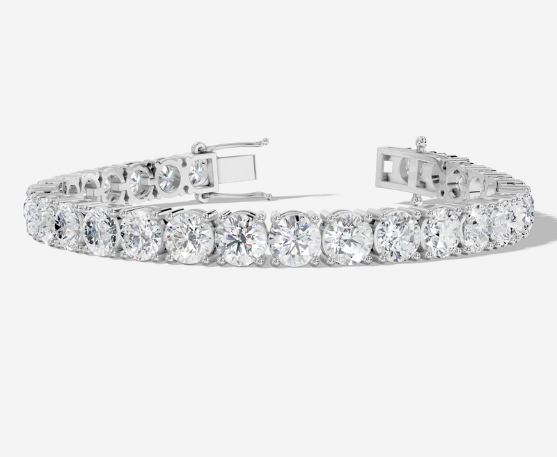 18CT White Gold Round Cut 27.75 Carat tw of Diamonds Tennis Bracelet