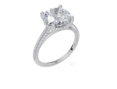 18ct White Gold Round Cut 3.42 Carat tw of  Diamond Ring
