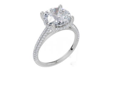 18ct White Gold Round Cut 3.42 Carat tw of  Diamond Ring