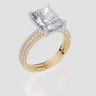 18ct Yellow Gold Radiant Cut 3.42 Carat tw of Lab-Grown Diamond Ring and 18ct Yellow Gold 0.38 Carat tw of Lab-Grown  Diamond Band