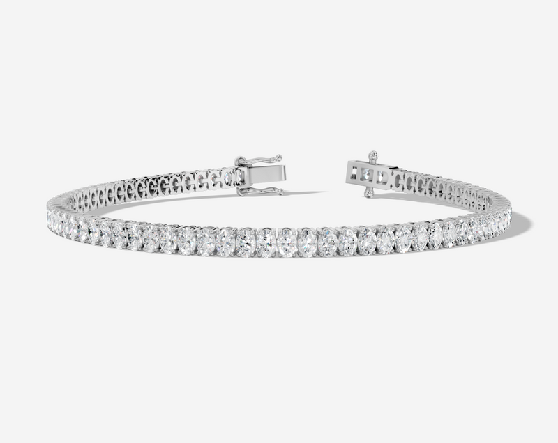 9CT White Gold Oval Cut 3.75 Carat tw of Diamonds Tennis Bracelet