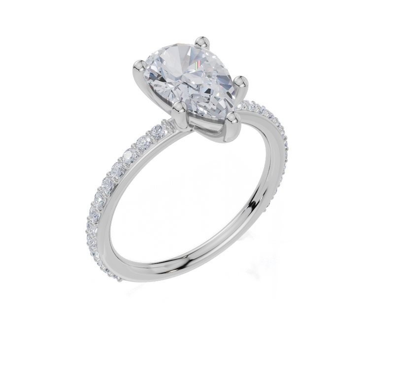 18ct White Gold Pear Cut 1.82 Carat tw of  Diamond Ring