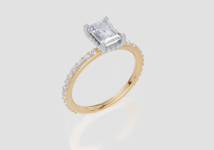 18ct Yellow Gold Emerald Cut 1.38 Carat tw of Lab-Grown Diamond Ring