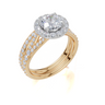 18ct Yellow Gold Round Cut 1.60 Carat tw of  Diamond Ring and 18ct Yellow Gold 0.31 Carat tw of   Diamond Band
