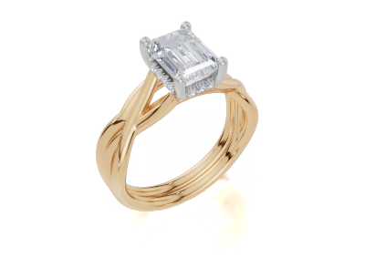 18ct Yellow Gold Emerald Cut 1.57 Carat tw of  Diamond Ring and 18ct Yellow Gold  Band