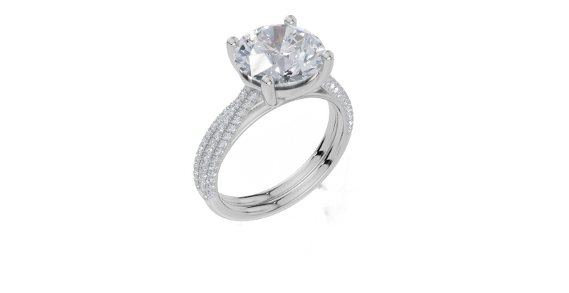 18ct White Gold Round Cut 3.32 Carat tw of  Diamond Ring and 18ct White Gold 0.36 Carat tw of   Diamond Band