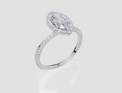 18ct White Gold Marquise Cut 1.27 Carat tw of  Diamond Ring