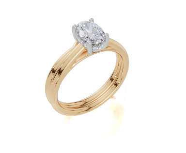 18ct Yellow Gold Oval Cut 0.80 Carat tw of Lab-Grown Diamond Ring and 18ct Yellow Gold Lab-Grown Band