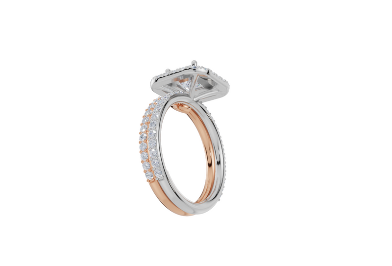 18ct White Gold Princess Cut 1.83 Carat tw of  Diamond Ring and 18ct Rose Gold 0.38 Carat tw of   Diamond Band