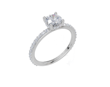 18ct White Gold Round Cut 1.12 Carat tw of Lab-Grown Diamond Ring