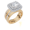 18ct Yellow Gold Princess Cut 2.42 Carat tw of Lab-Grown Diamond Ring and 18ct Yellow Gold 0.32 Carat tw of Lab-Grown  Diamond Band