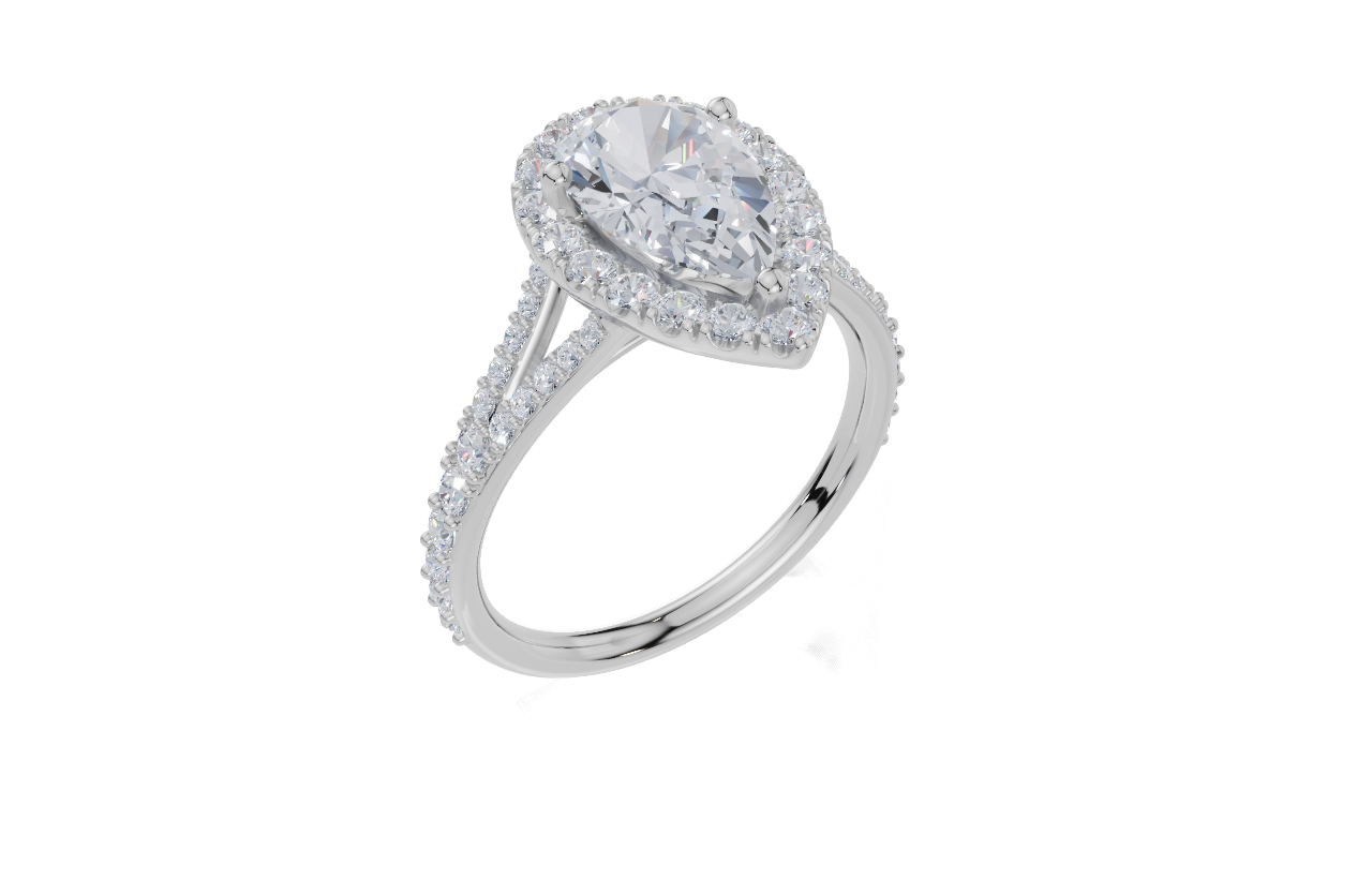 18ct White Gold Pear Cut 2.17 Carat tw of  Diamond Ring