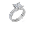 18ct White Gold Princess Cut 2.33 Carat tw of  Diamond Ring and 18ct White Gold 0.36 Carat tw of   Diamond Band