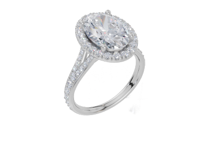 18ct White Gold Oval Cut 3.66 Carat tw of Lab-Grown Diamond Ring
