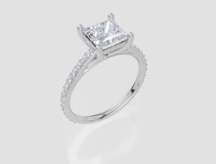 18ct White Gold Princess Cut 1.82 Carat tw of Lab-Grown Diamond Ring