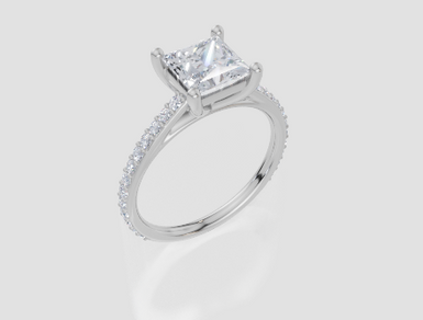 18ct White Gold Princess Cut 1.82 Carat tw of Lab-Grown Diamond Ring
