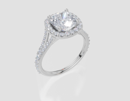 18ct White Gold Cushion Cut 2.53 Carat tw of Lab-Grown Diamond Ring