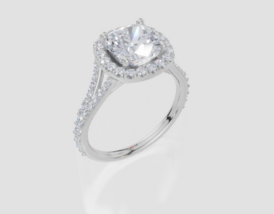 18ct White Gold Cushion Cut 2.53 Carat tw of Lab-Grown Diamond Ring