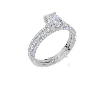 18ct White Gold Oval Cut 1.12 Carat tw of  Diamond Ring and 18ct White Gold 0.36 Carat tw of   Diamond Band