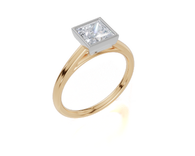 18ct Yellow Gold Princess Cut 1.00 Carat of Lab-Grown Diamond Ring