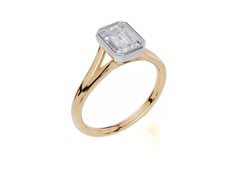 18ct Yellow Gold Emerald Cut 1.00 Carat of Lab-Grown Diamond Ring