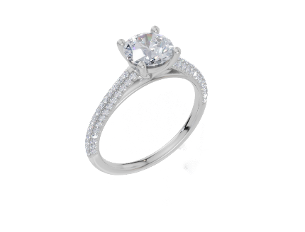18ct White Gold Round Cut 1.32 Carat tw of Lab-Grown Diamond Ring