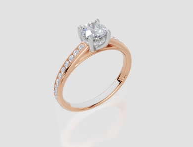18ct Rose Gold Round Cut 0.87 Carat tw of Lab-Grown Diamond Ring