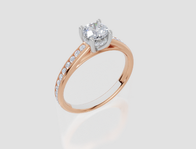 18ct Rose Gold Round Cut 0.87 Carat tw of Lab-Grown Diamond Ring