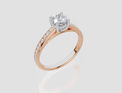 18ct Rose Gold Round Cut 0.87 Carat tw of Lab-Grown Diamond Ring