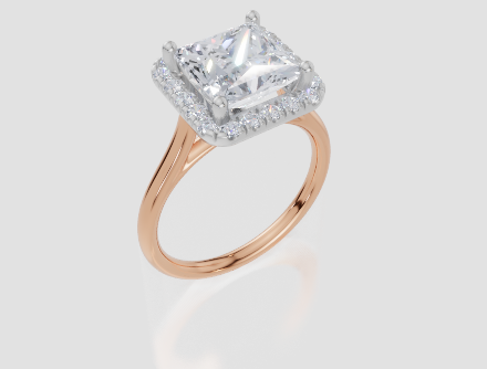 18ct Rose Gold Princess Cut 3.33 Carat tw of  Diamond Ring