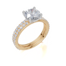 18ct Yellow Gold Round Cut 1.82 Carat tw of  Diamond Ring and 18ct Yellow Gold 0.38 Carat tw of   Diamond Band