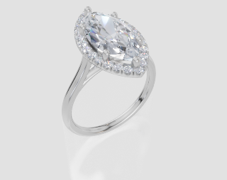 18ct White Gold Marquise Cut 3.36 Carat tw of Lab-Grown Diamond Ring