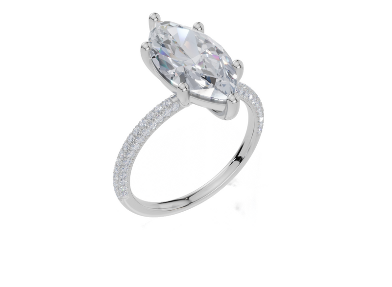 18ct White Gold Marquise Cut 3.32 Carat tw of  Diamond Ring