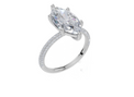 18ct White Gold Marquise Cut 3.32 Carat tw of  Diamond Ring