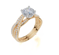 18ct Yellow Gold Round Cut 1.30 Carat tw of Lab-Grown Diamond Ring and 18ct Yellow Gold 0.19 Carat tw of Lab-Grown  Diamond Band