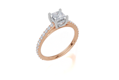 18ct Rose Gold Princess Cut 0.87 Carat tw of  Diamond Ring