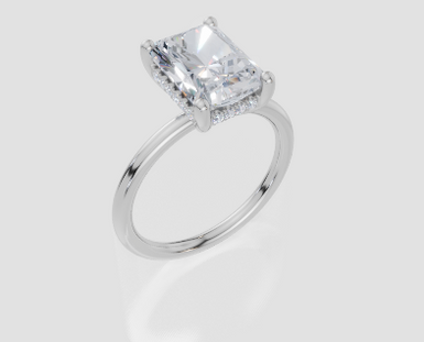 18ct White Gold Radiant Cut 3.10 Carat tw of  Diamond Ring